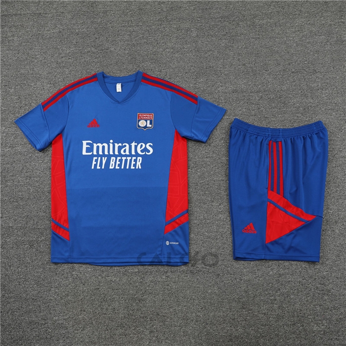 Tuta da Track Olympique Lione Manica Corta 2022-2023 Blu - Pantaloncini